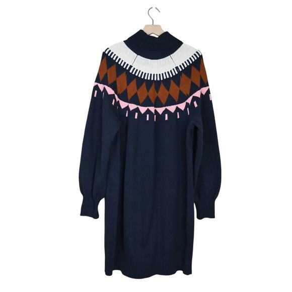 Free Assembly Women's XXL Fair Isle Sweater Mini Dress - Picture 3 of 11